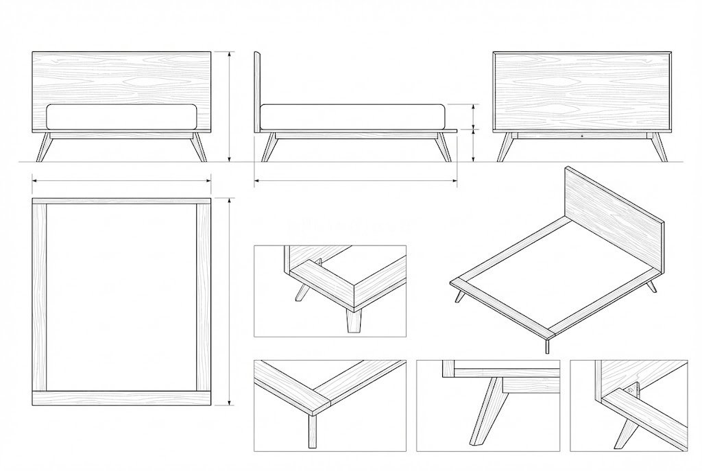 Tempat Tidur Minimalis Kayu Solid Greta - Rangka Platform