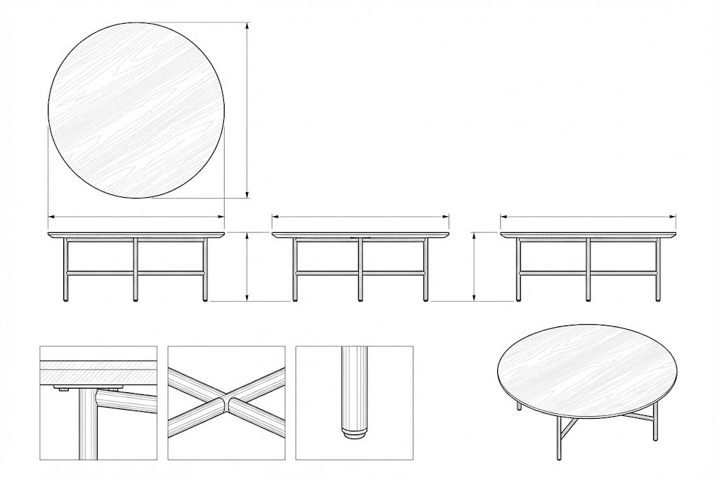 Meja Kopi Jati Modern Kaki Besi Hitam - Rogue