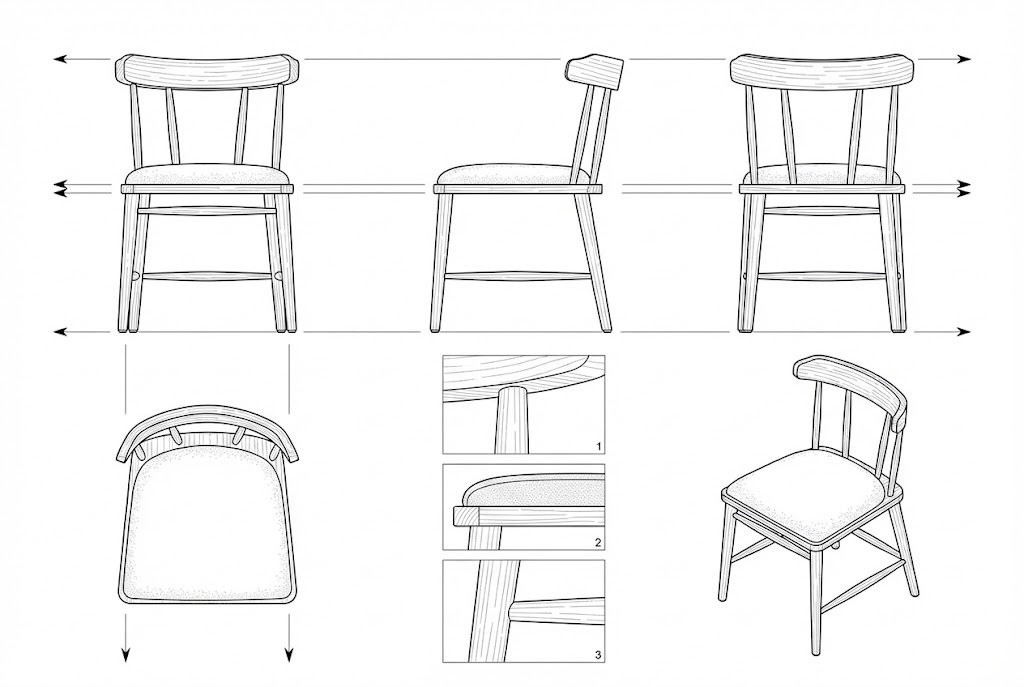 Kursi Makan Jati Solid Sandaran Spindle Minimalis - Lunar
