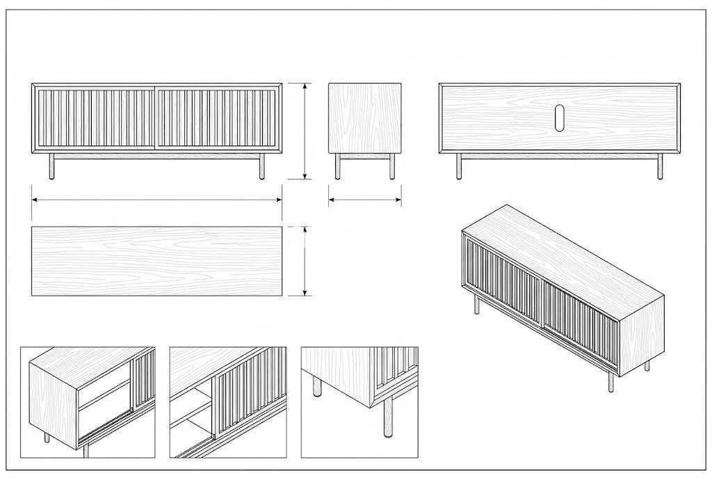 Lemari TV Kayu Solid Modern Minimalis Hitam Arabella