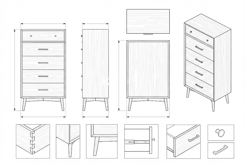 Lemari Laci Jati Mid-Century Modern Gustav