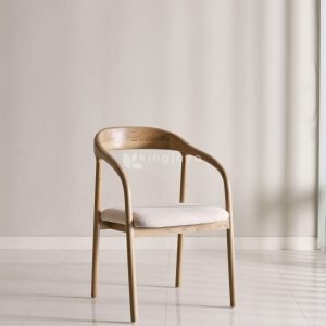 Kursi Minimalis Kayu Solid Natural dengan Sandaran Lengkung