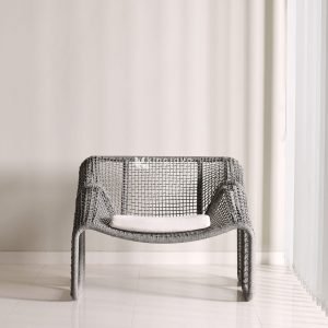 Kursi Santai Anyaman Benang Polyester Abu-abu Minimalis Calysta