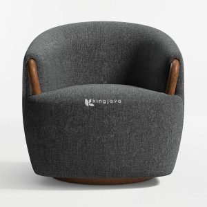 Kursi Putar Modern Kain Kayu Newton