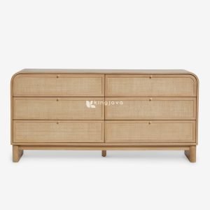 Bufet Panjang Kayu Rotan Minimalis Modern 6 Laci - Astrale