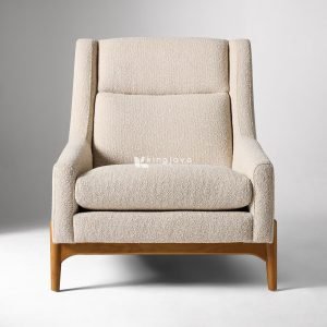 Kursi Berlengan Mahogany Kain Canvaz Mid-Century Modern - Orion