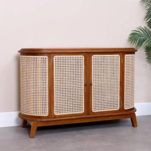Lemari Kabinet Rotan Kayu Jati Retro Serenata