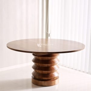 Meja Makan Bulat Minimalis Kayu Jati Tarazko