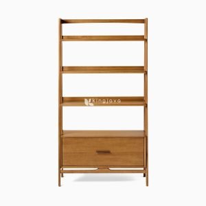 Rak Buku Sandar Kayu Solid Minimalis Laci Tunggal André