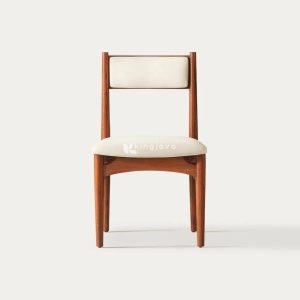 Kursi Makan Jati Modern Minimalis Jok Krem - Meida