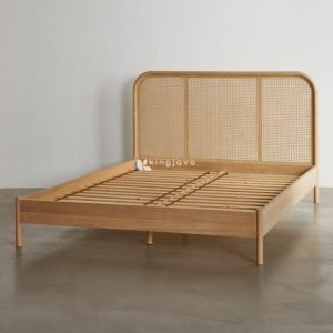 Tempat Tidur Minimalis Rotan Kayu Solid Scandia