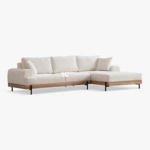 Sofa L Kayu Solid Modern Minimalis dengan Chaise Lounge - Seraphina