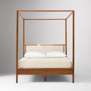 Tempat Tidur Kanopi Kayu Solid Modern Beatrice