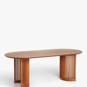 Meja Makan Oval Jati Desain Vertikal Katrin