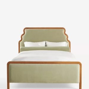 Ranjang Jati Kanvas Desain Scalloped Modern - Lambda