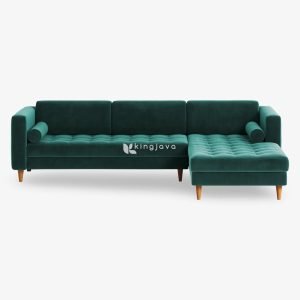 Sofa L Beludru Modern Ryu - Emerald Green