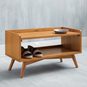 Rak Sepatu Bangku Kayu Jati Solid Mid-Century Modern - Constantine