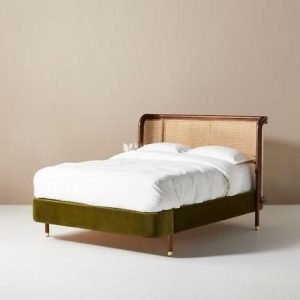 Tempat Tidur Rotan Kayu Velvet Modern Klasik Larasati