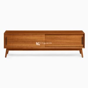 Bufet TV Kayu Jati Solid Mid-Century Modern Pintu Geser - Lars