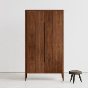Lemari Penyimpanan Kayu Solid Walnut Modern Minimalis Akari