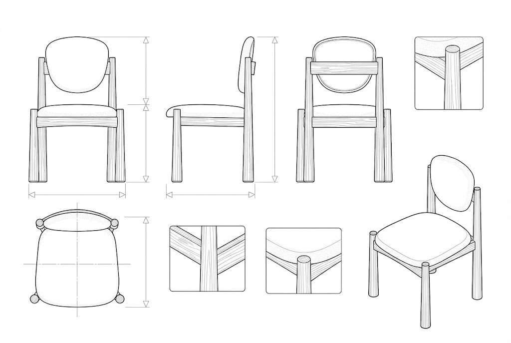 Kursi Makan Kayu Solid Modern Minimalis Jok Kain Empuk - Marble