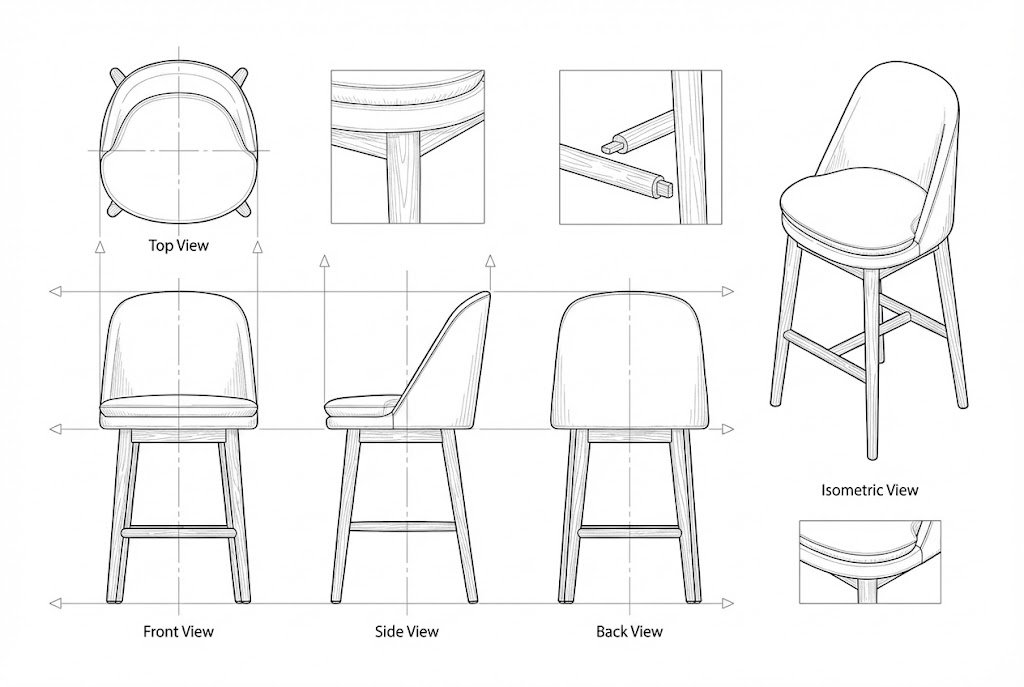 Kursi Bar Kayu Solid Minimalis Modern - Primus