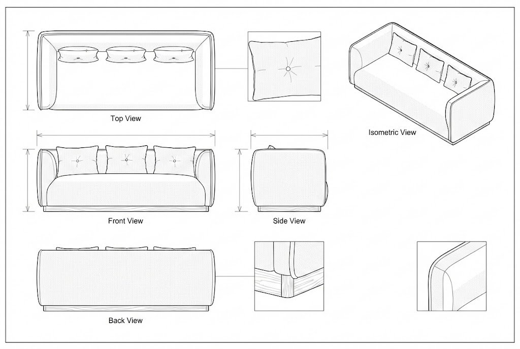Sofa Kain Velvet Minimalis Modern dengan Bantalan - Paris