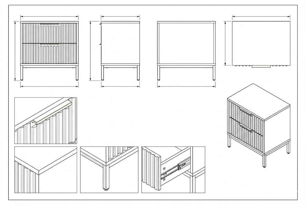 Nakas Kayu Solid Modern dengan Laci - Aqua