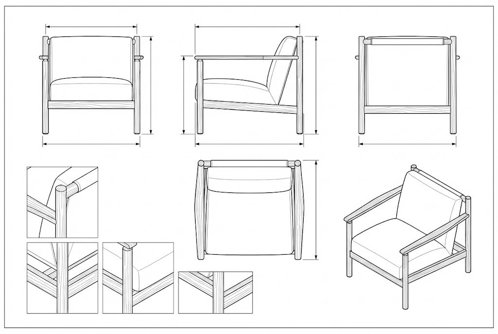 Kursi Kayu Jati Minimalis Modern dengan Sandaran Kain - Ryu