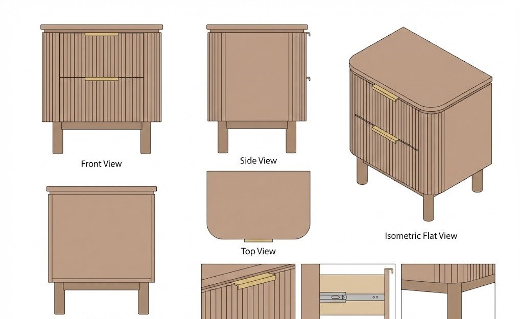 Nakas Kayu Solid Modern Minimalis dengan Laci - Gi