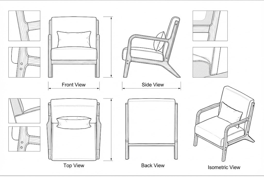 Kursi Lengan Kayu Jati Modern Minimalis dengan Bantal - Nervus