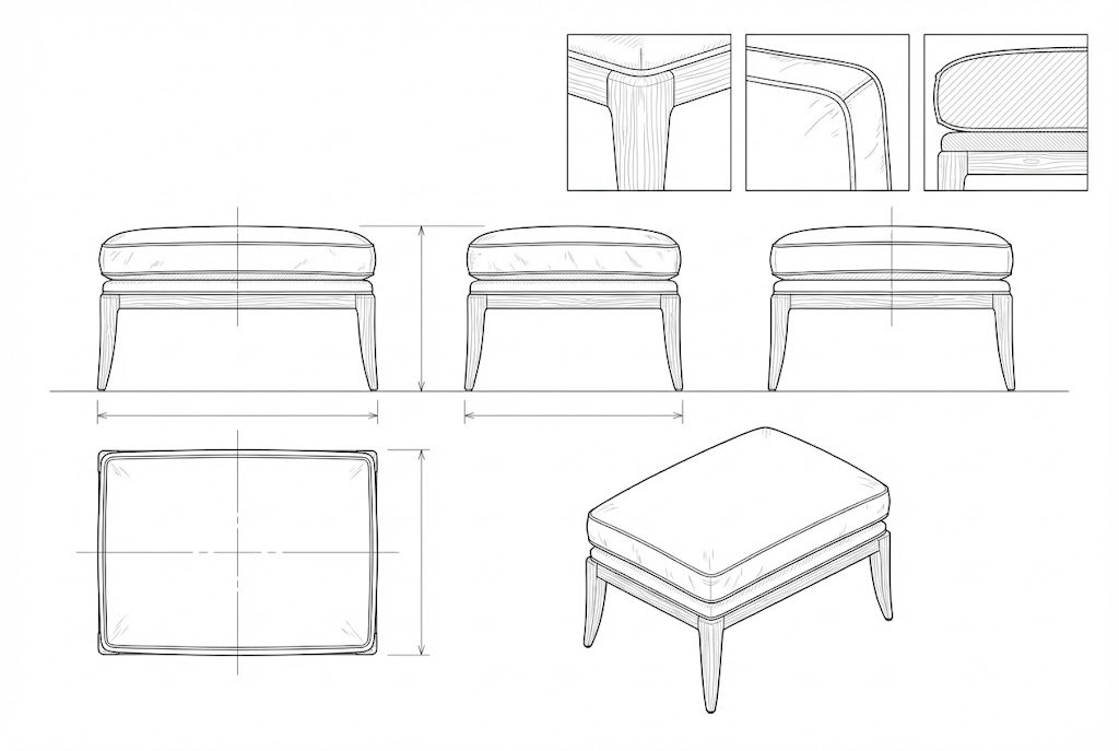 Ottoman Kulit Minimalis Modern - Anima
