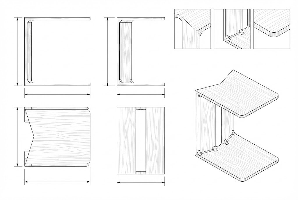 Meja Samping Kayu Solid Minimalis Modern - Yama