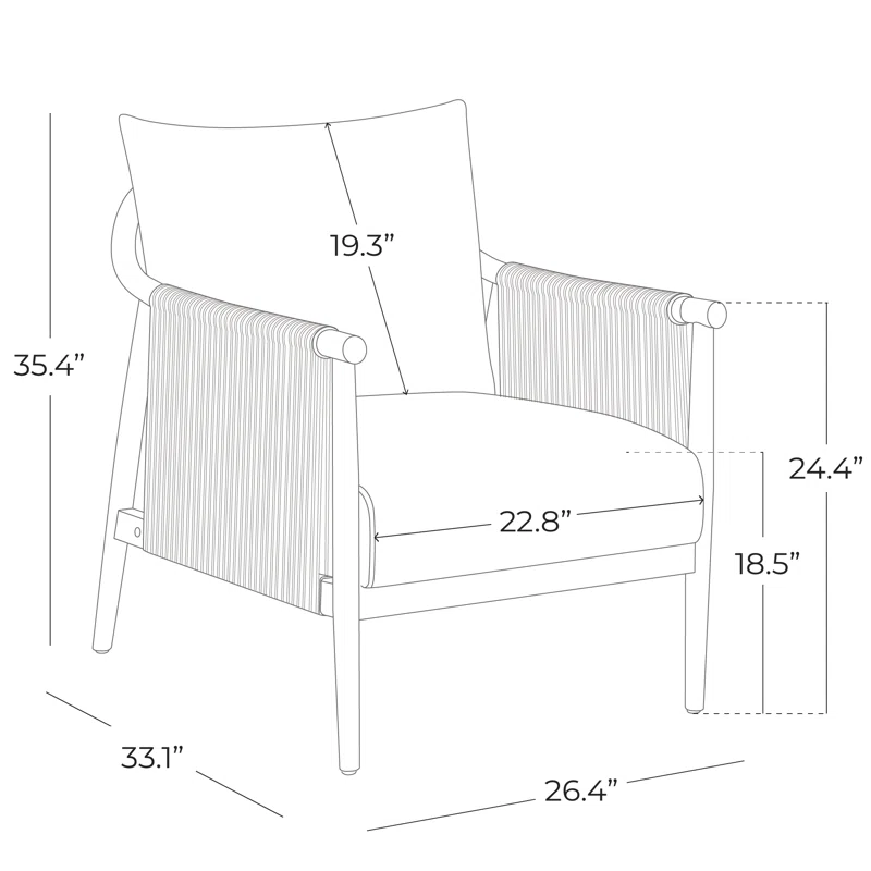 Kursi Kayu Jati Scandi dengan Anyaman Tali - Rhea
