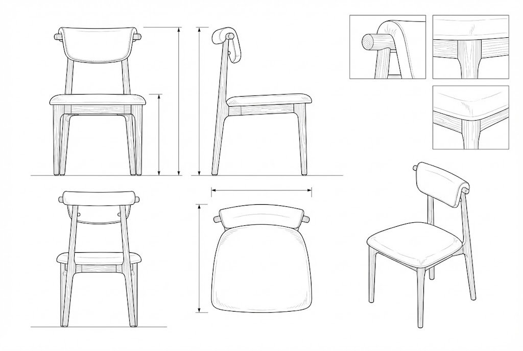 Kursi Kayu Solid Minimalis Modern Sandaran Kulit - Glint