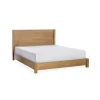 tempat tidur kayu jati solid modern dengan headboard lebar desain minimalis