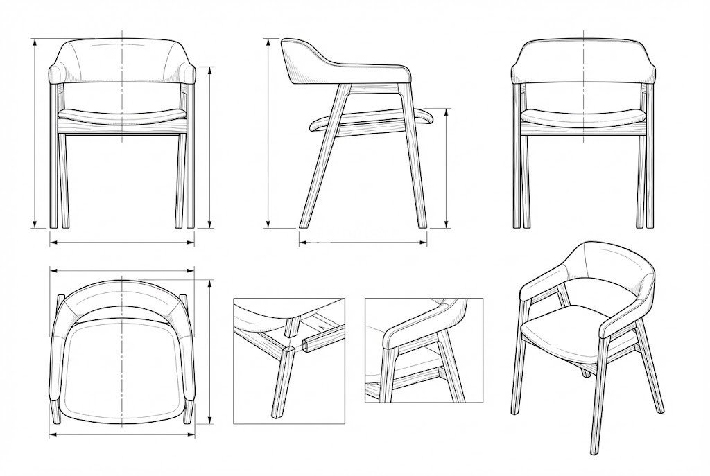 Kursi Berlengan Kayu Jati Modern Minimalis Kane - Furnitur Premium