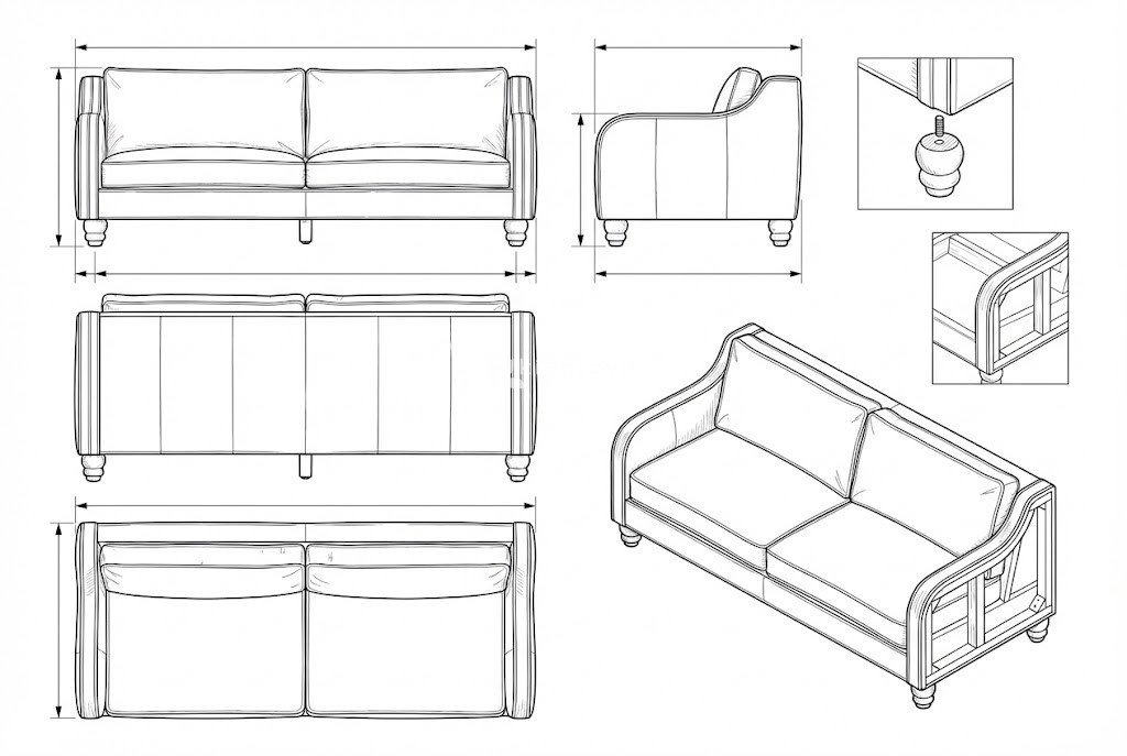 Sofa Kulit 3 Dudukan Klasik Kontemporer Flash - Kingjava