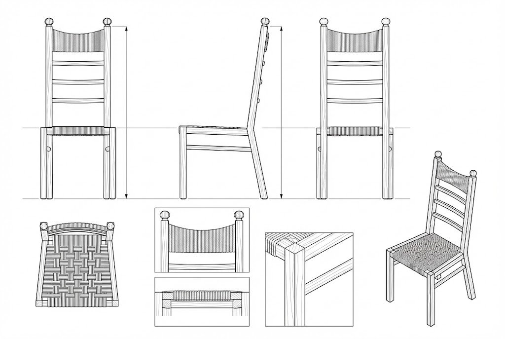 Kursi Jati Anyaman Serat Alam Sandaran Tinggi Modern - Ethan