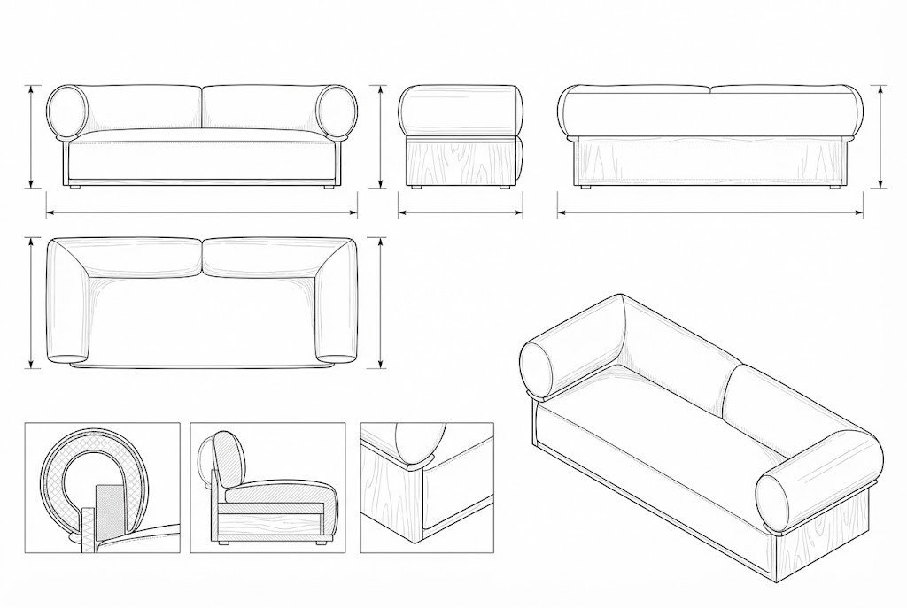 Sofa Daniel - Beludru Kayu Solid Modern Minimalis Premium