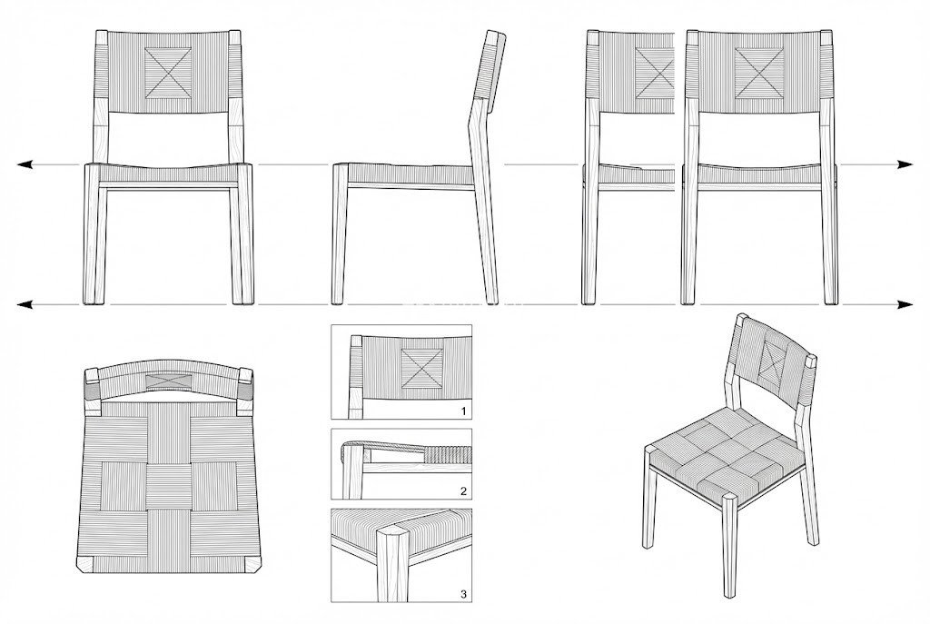Kursi Makan Kayu Jati Solid & Anyaman Paper Cord Minimalis - Maverick