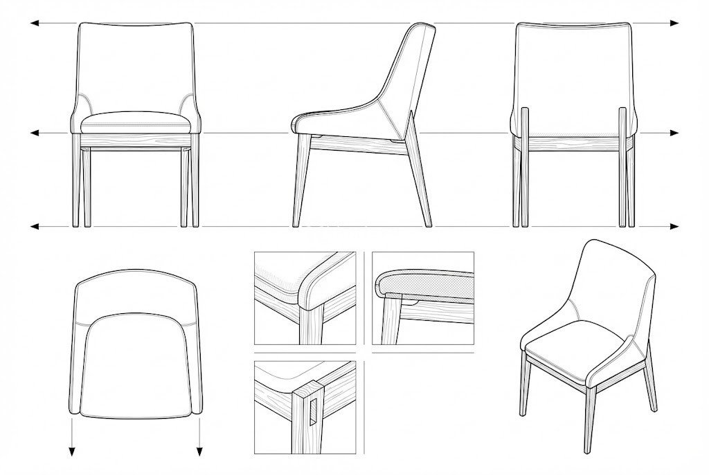 Kursi Makan Kayu Solid Kain Tenun Modern Minimalis Arthur