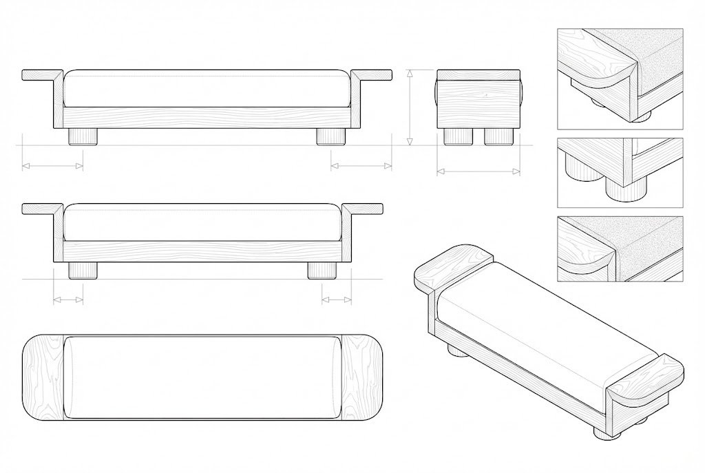 Bangku Jati Solid Modern Minimalis Evelyn - Desain Elegan