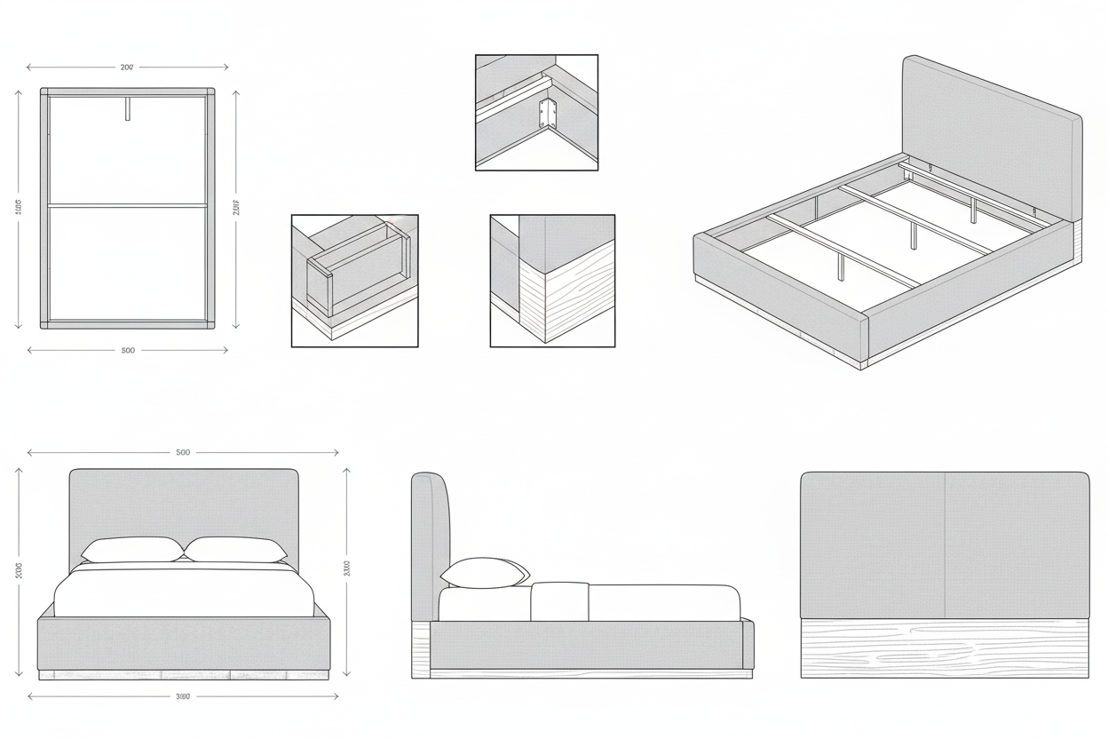 Tempat Tidur Kain Linen Minimalis Modern - Kokoro