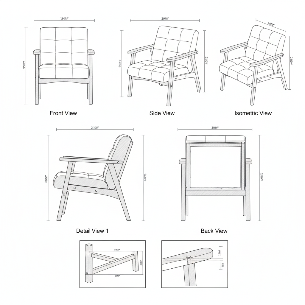 Kursi Single Kain Oscar Kayu Retro - Shinjitsu