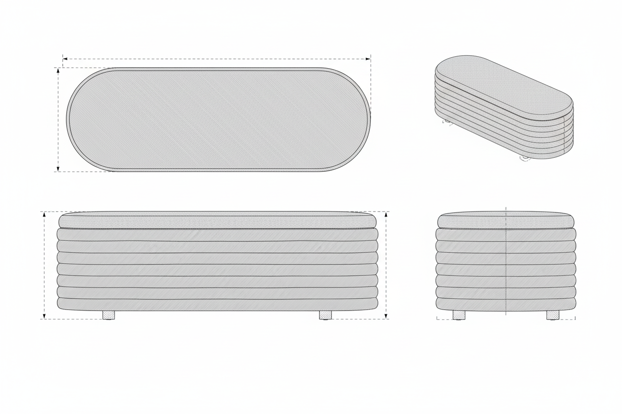 Bench Kain Linen Modern dengan Penyimpanan - Gala