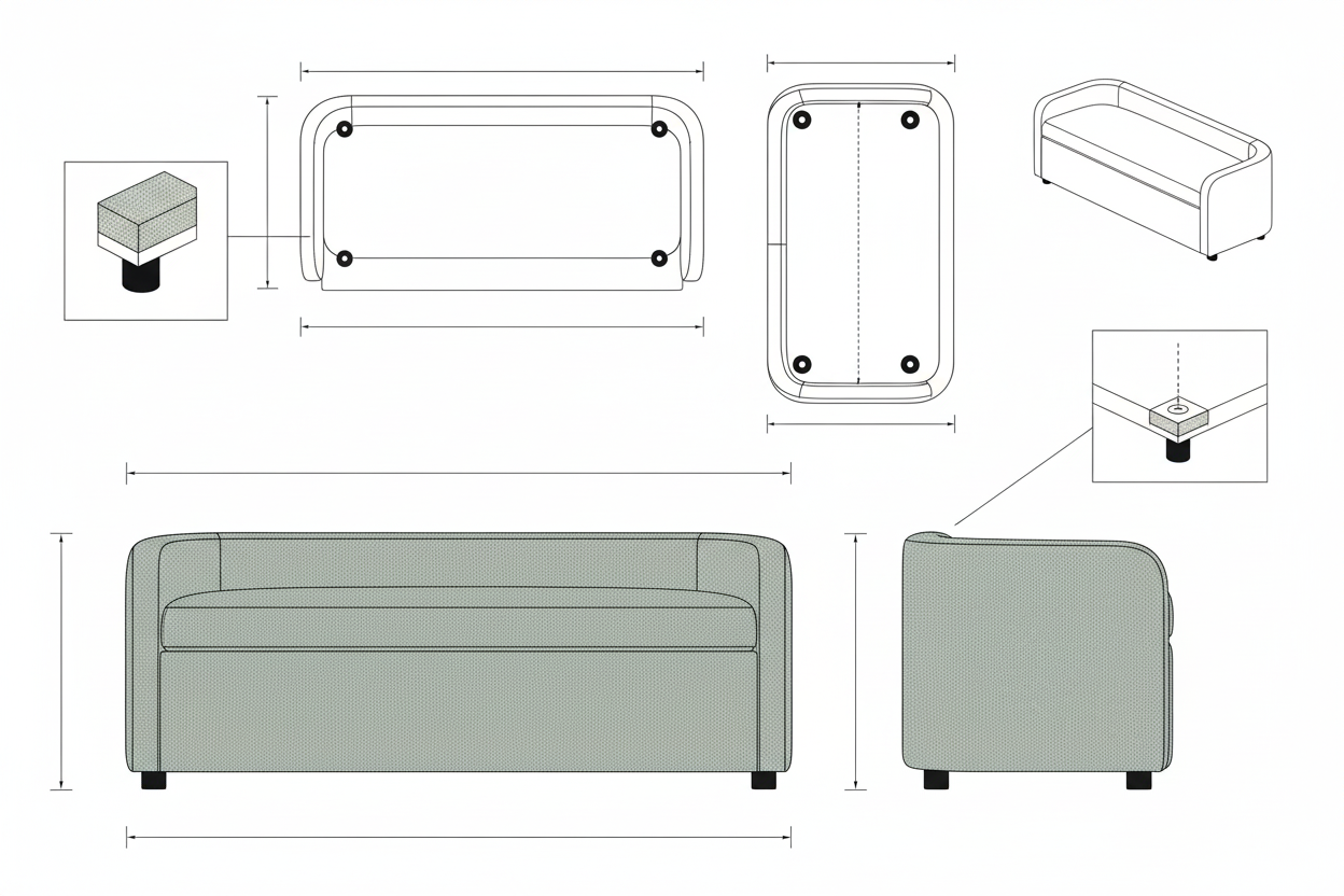Bench Kain Linen Hijau Modern dengan Penyimpanan - Jaya