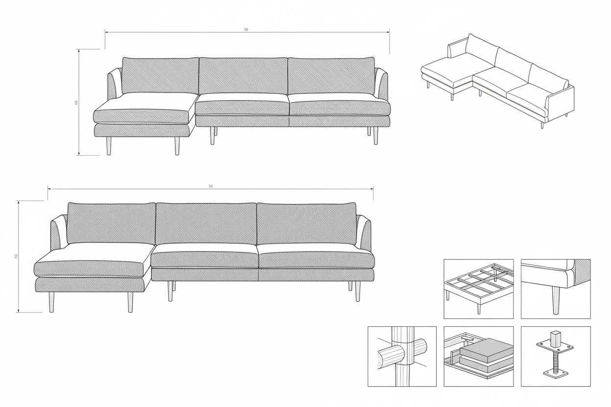 Sofa L Sudut Kain Velvet Modern Minimalis - Kenza
