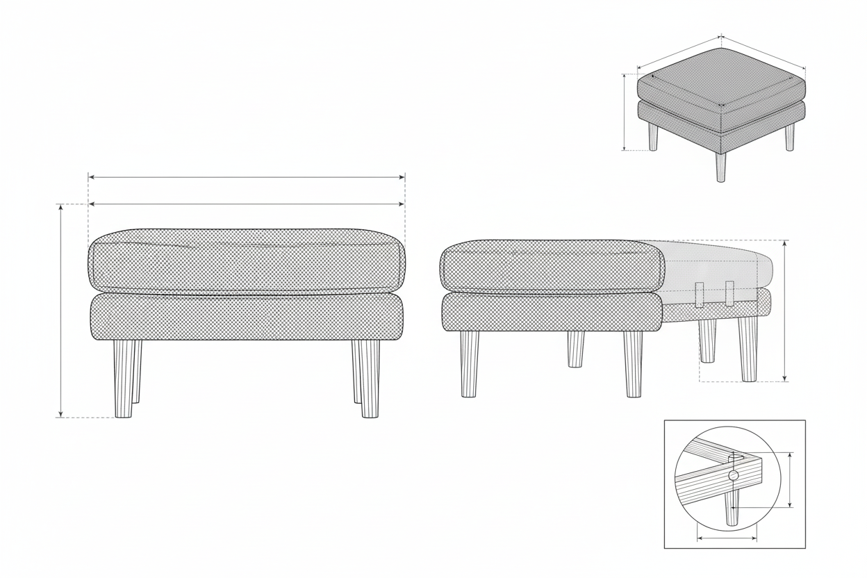 Ottoman Kayu Jati Velvet Modern - Hana