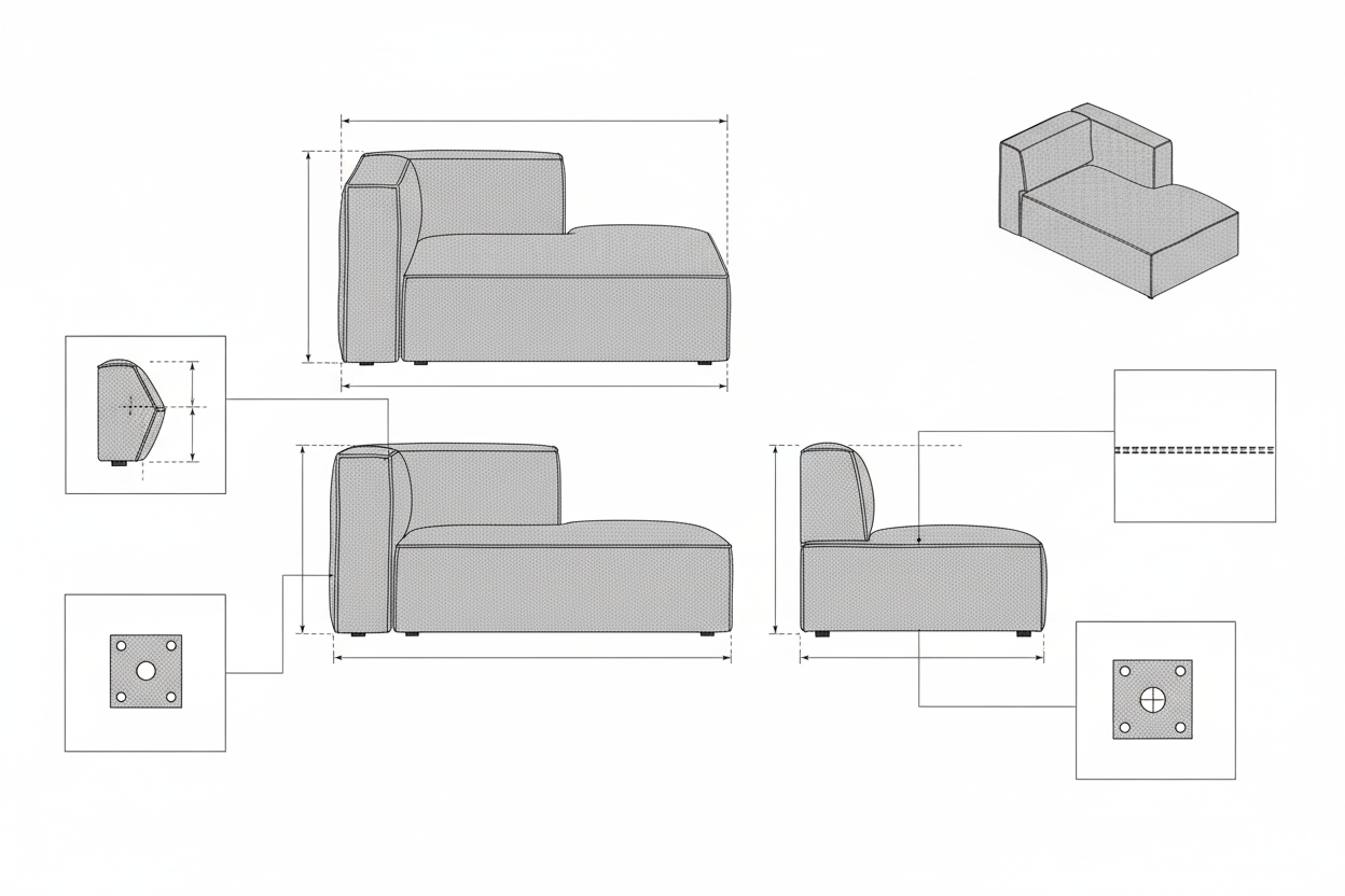Sofa Modular Kain Linen Kasual Modern - Raya